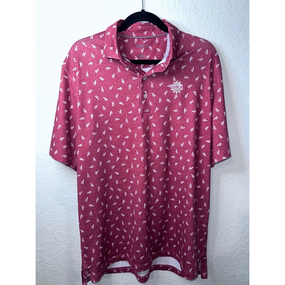 Johnnie-O Mens Waikoloa Surfboard Print Performance Polo Shirt Maroon Large